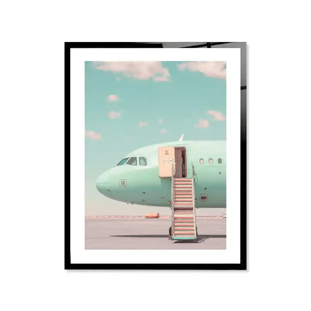 Cuadro Póster Avión Turquesa | Estilo Vintage Pastel
