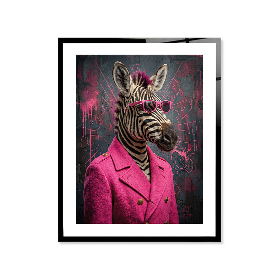 Cuadro Póster Zebra con Traje Rosa | Decoración Moderna