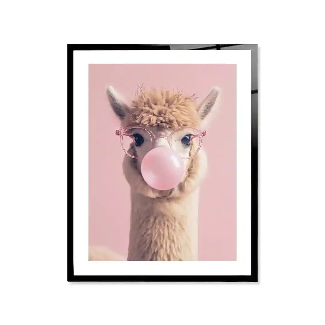 Cuadro Llama Bubble Gum | Rosa Pastel