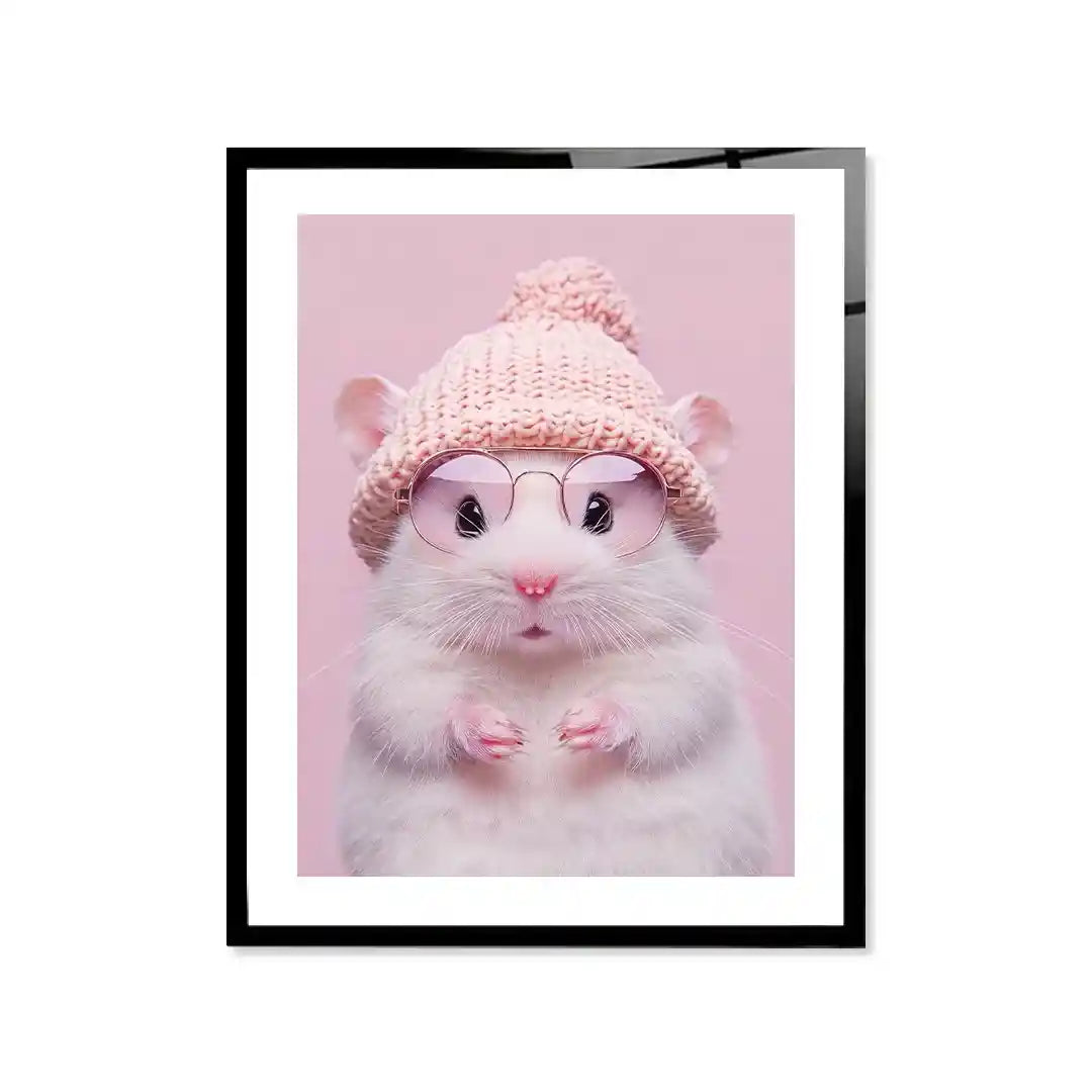 Cuadro Hámster Cozy | Rosa Pastel