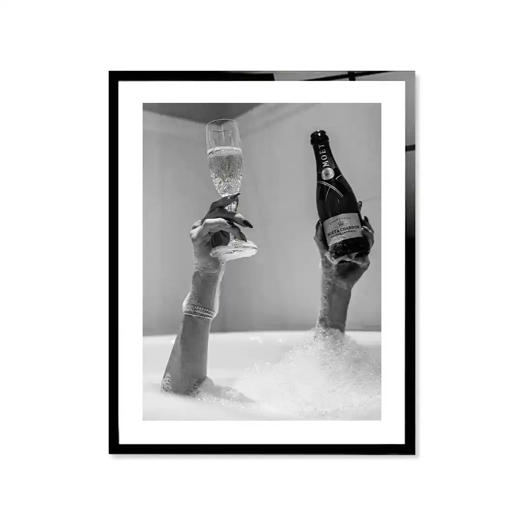 Cuadro Champagne en la Bañera | Black & White