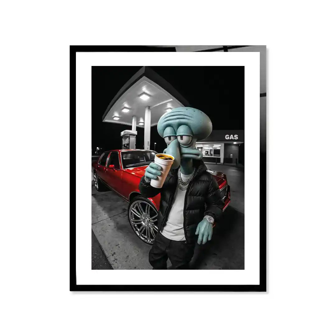 Cuadro Póster Calamardo | Midnight Coffee | Urban Mood