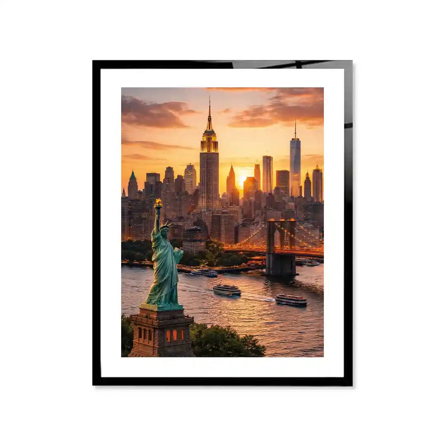 Cuadro Póster New York y Estatua de la Libertad