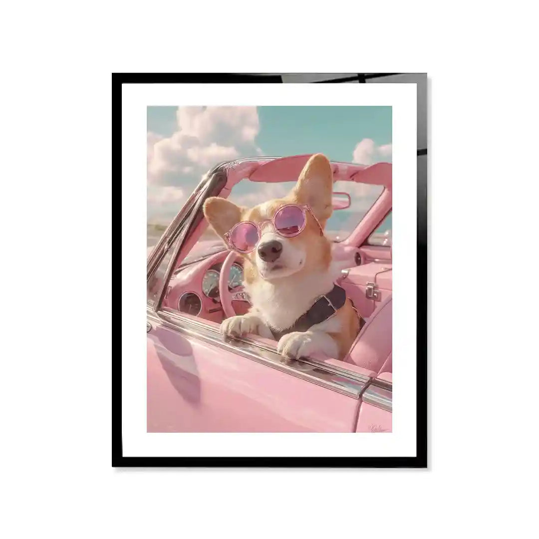 Cuadro Corgi Chic | Paseo Rosa Retro