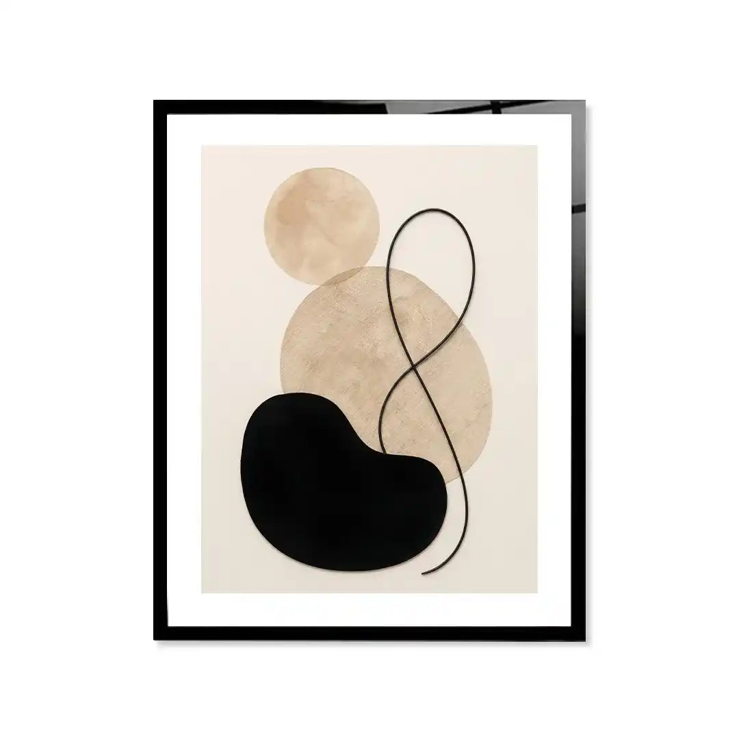 Cuadro Póster Abstracto Beige y Negro con Formas Orgánicas | Decoración Minimalista