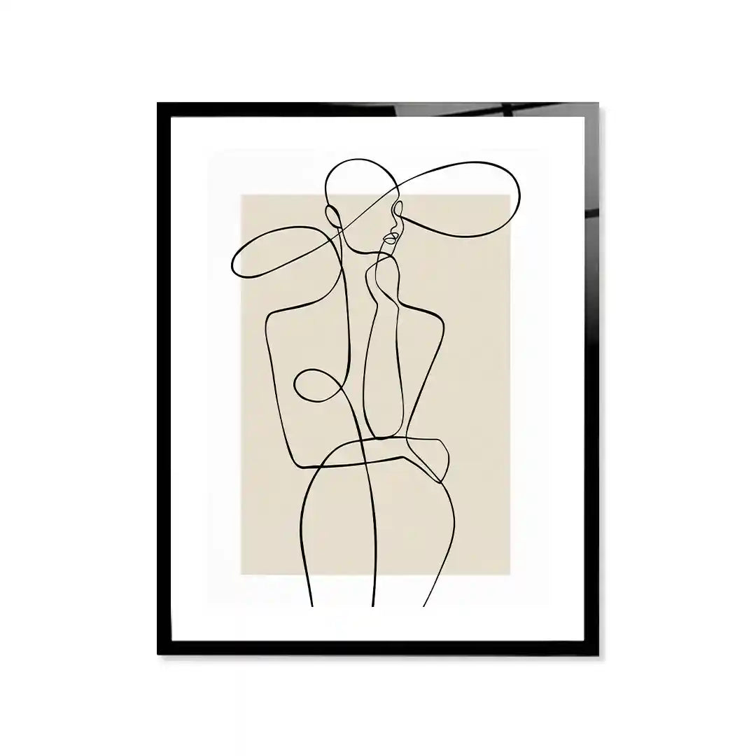 Cuadro Póster Mujer Line Art Beige | Decoración Minimalista