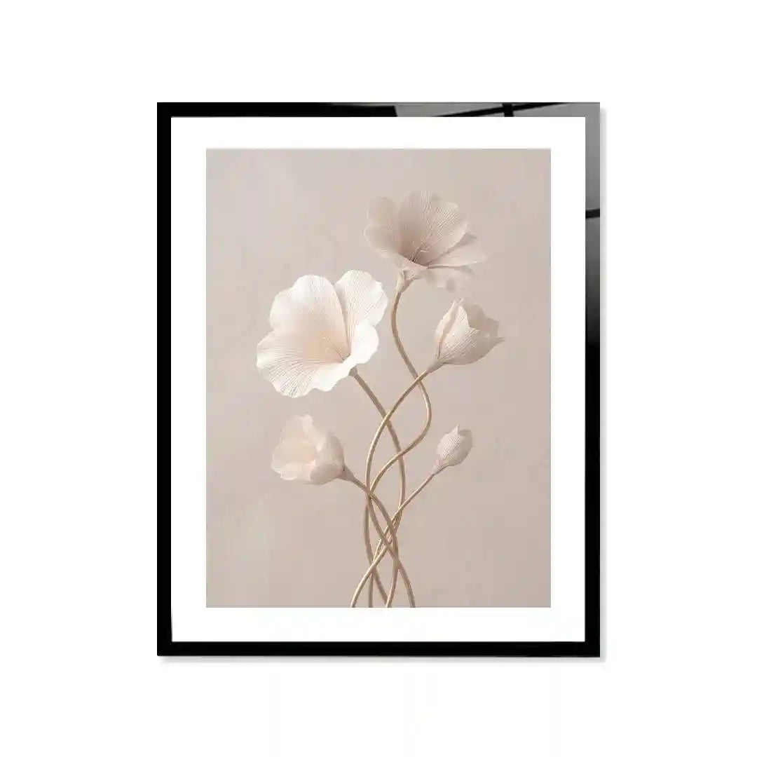 Cuadro Póster Flores Marfil Elegantes | Decoración Floral Minimalista