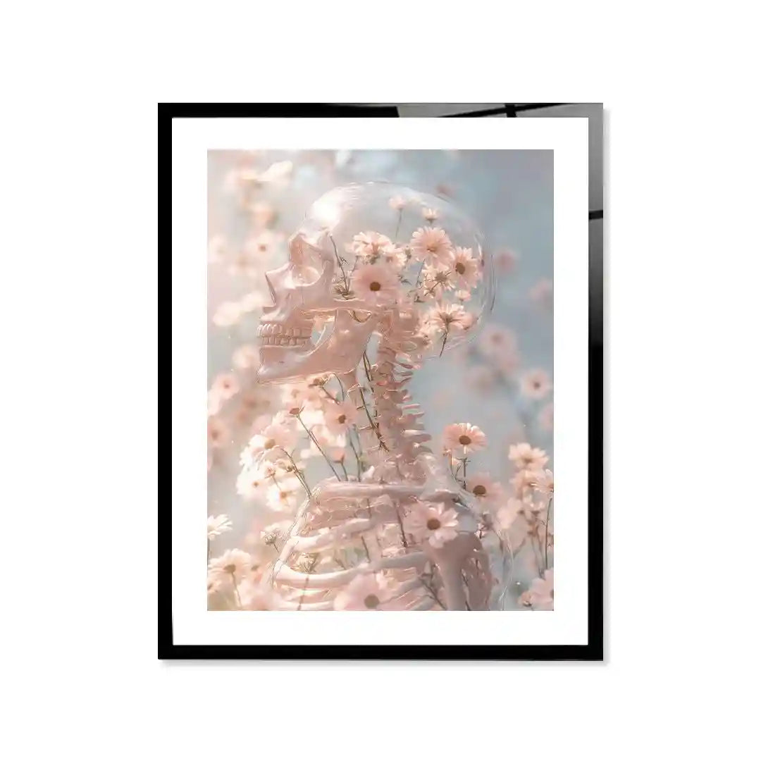 Cuadro Póster Floral Skeleton | Esqueleto entre Margaritas