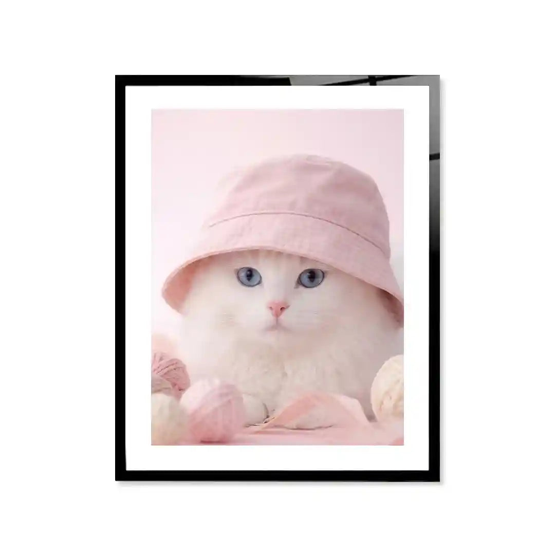 Cuadro Gatito Rosa Pastel | Ternura Tejida