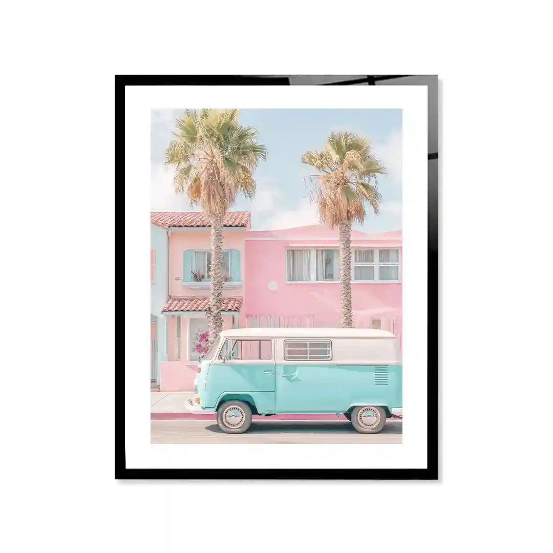 Cuadro Póster Pastel California | Vintage Van