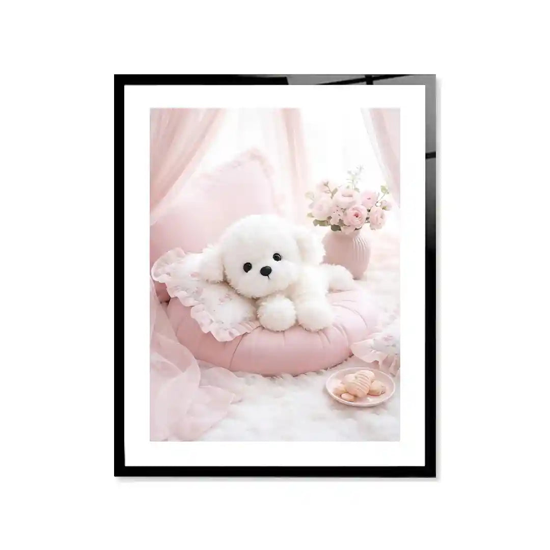 Cuadro Perrito Blanco Pastel | Dulce Descanso