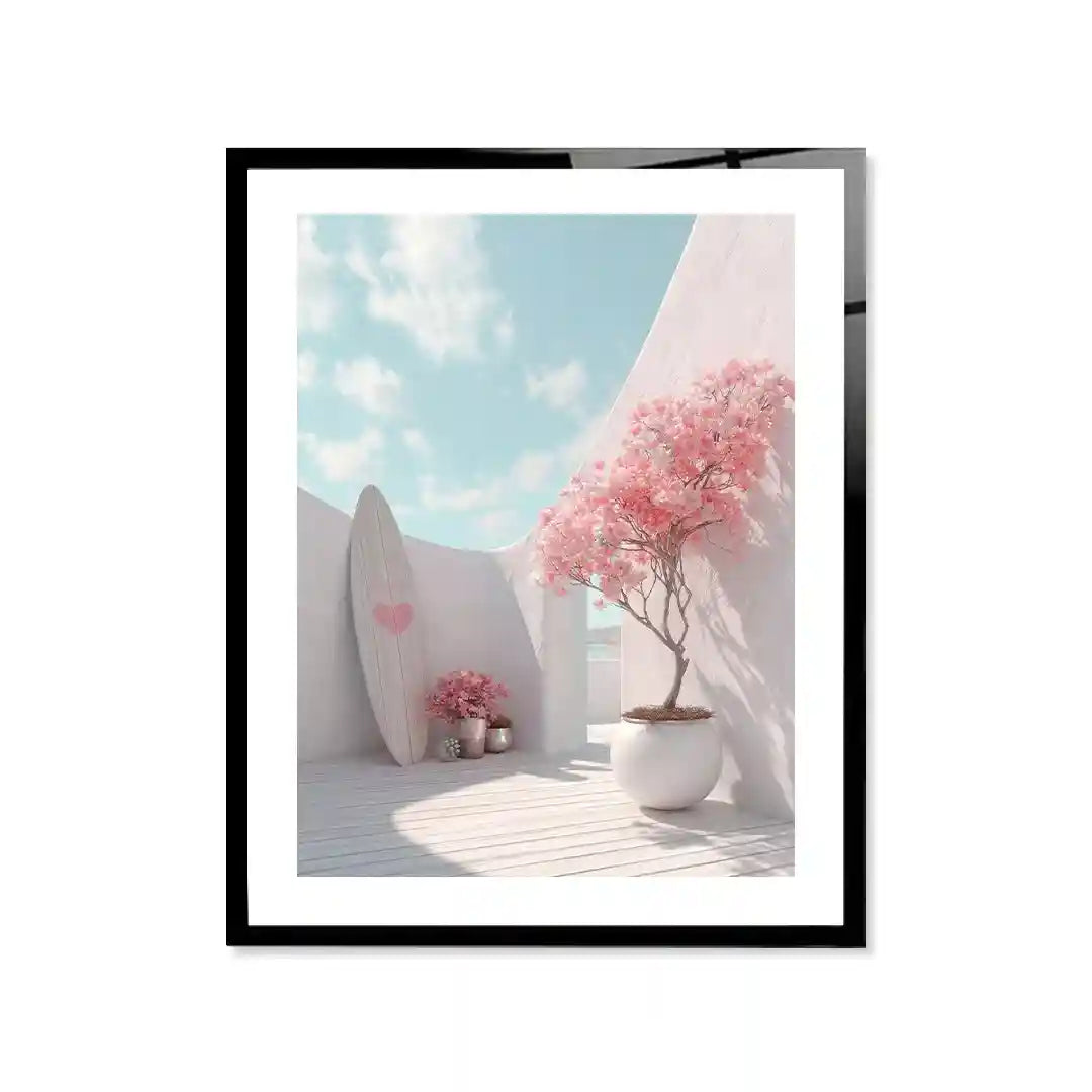 Cuadro Póster Surf Rosa | Pink Summer