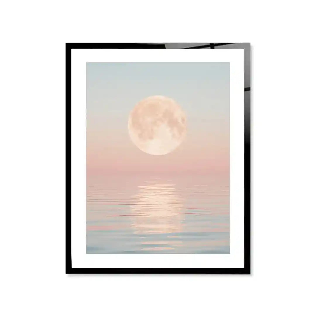 Cuadro Póster Luna Rosa sobre el Mar | Moonlight