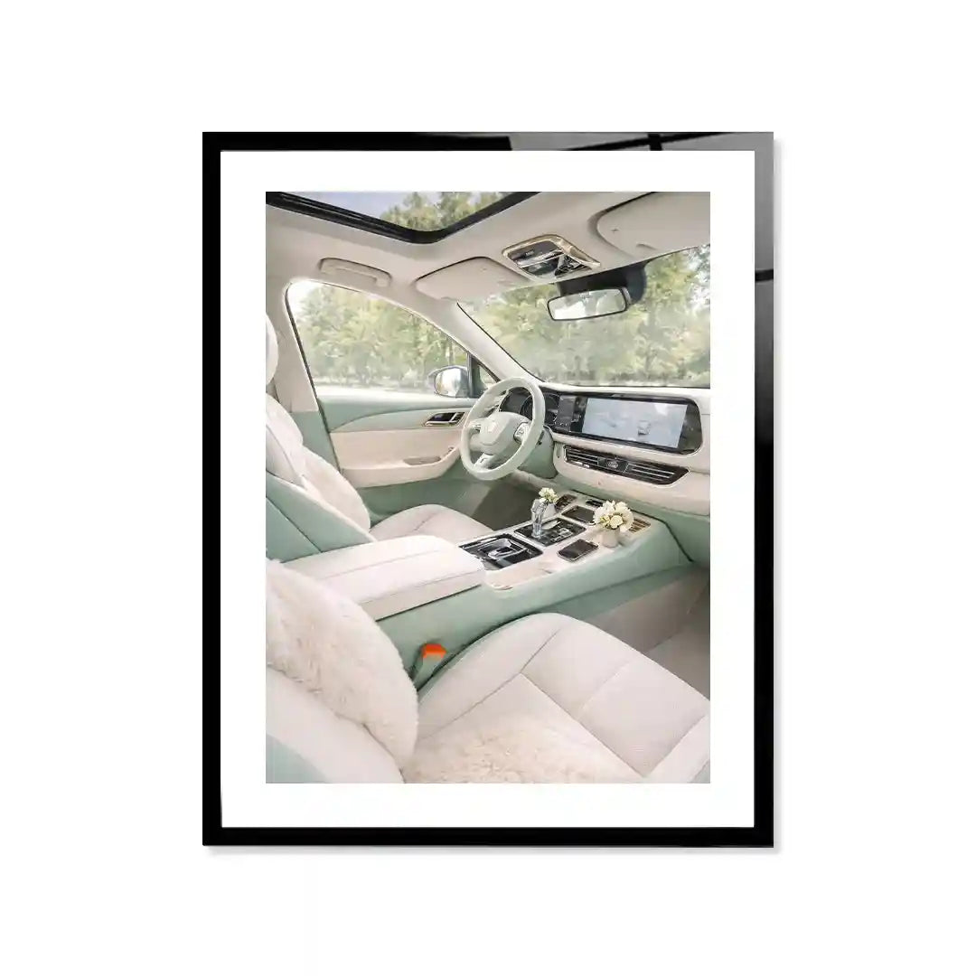Cuadro Póster Interior de Coche en Tonos Pastel | Estilo Moderno