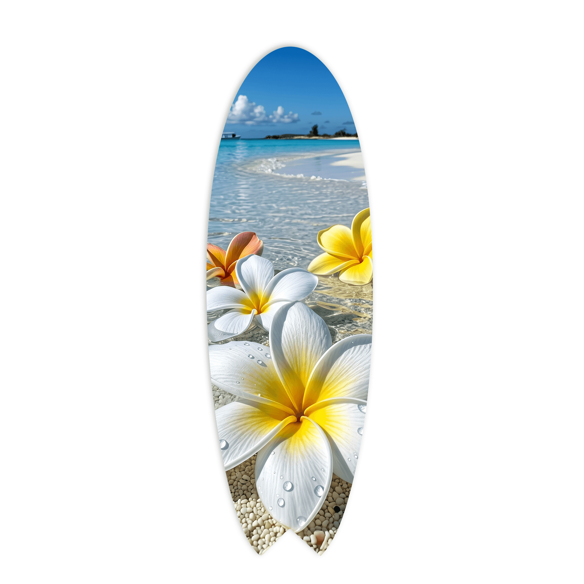 Cuadro Tabla de Surf con Flores Tropicales | Decoración Costera