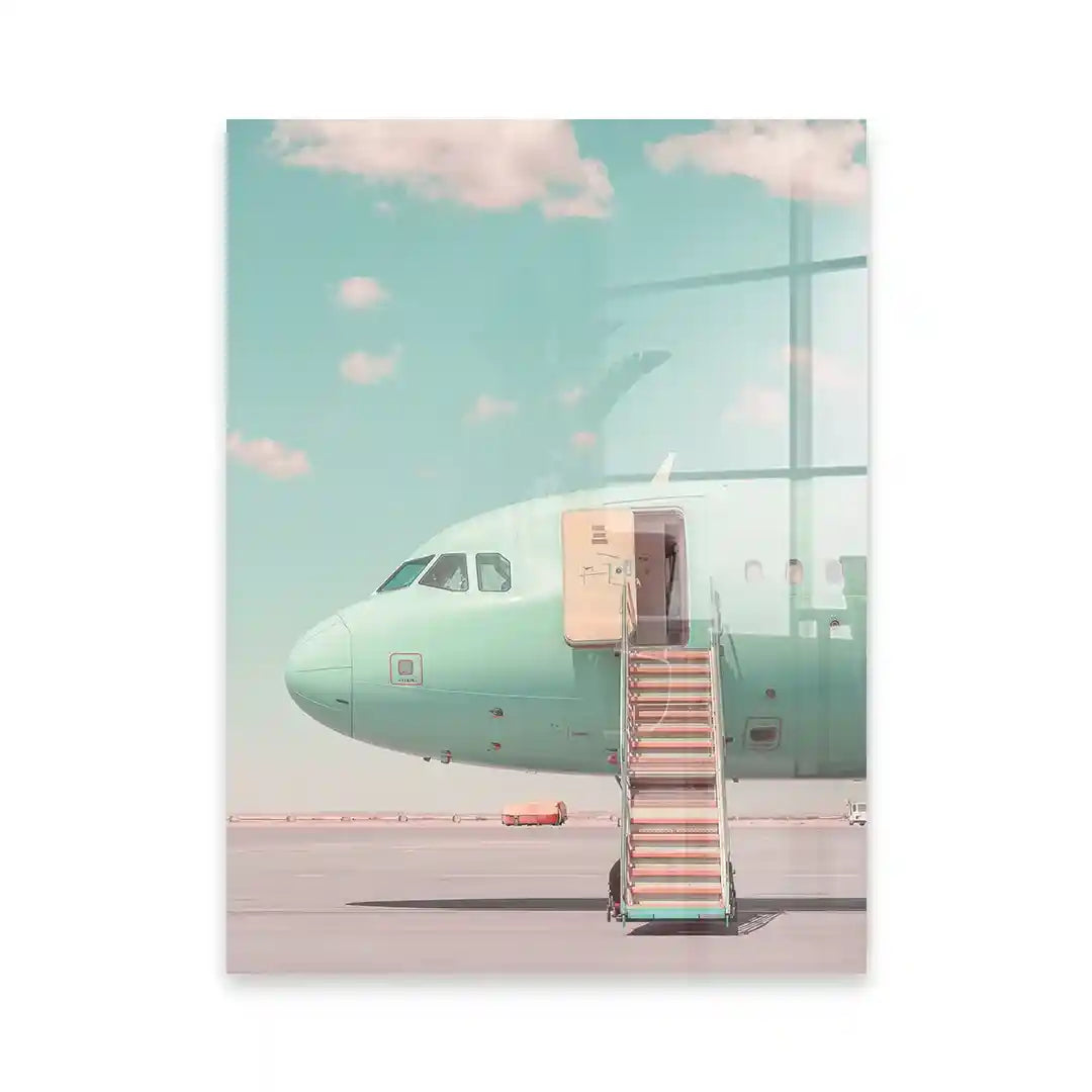 Cuadro Póster Avión Turquesa | Estilo Vintage Pastel