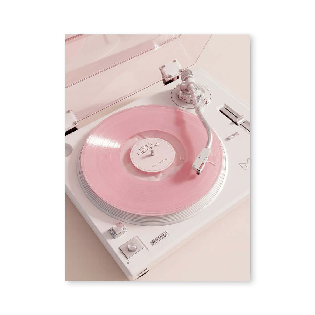 Cuadro Póster Tocadiscos Rosa | Decoración Retro Pastel