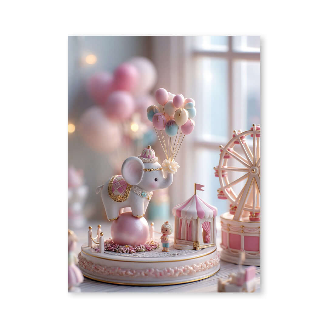 Cuadro Póster Elefante de Circo | Decoración Infantil Pastel