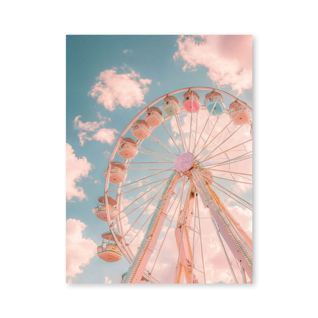 Cuadro Póster Noria Rosa | Decoración Pastel