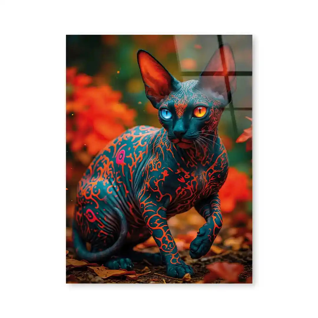 Cuadro Artístico | Gato Sphynx Tribal | Mirada de Fuego