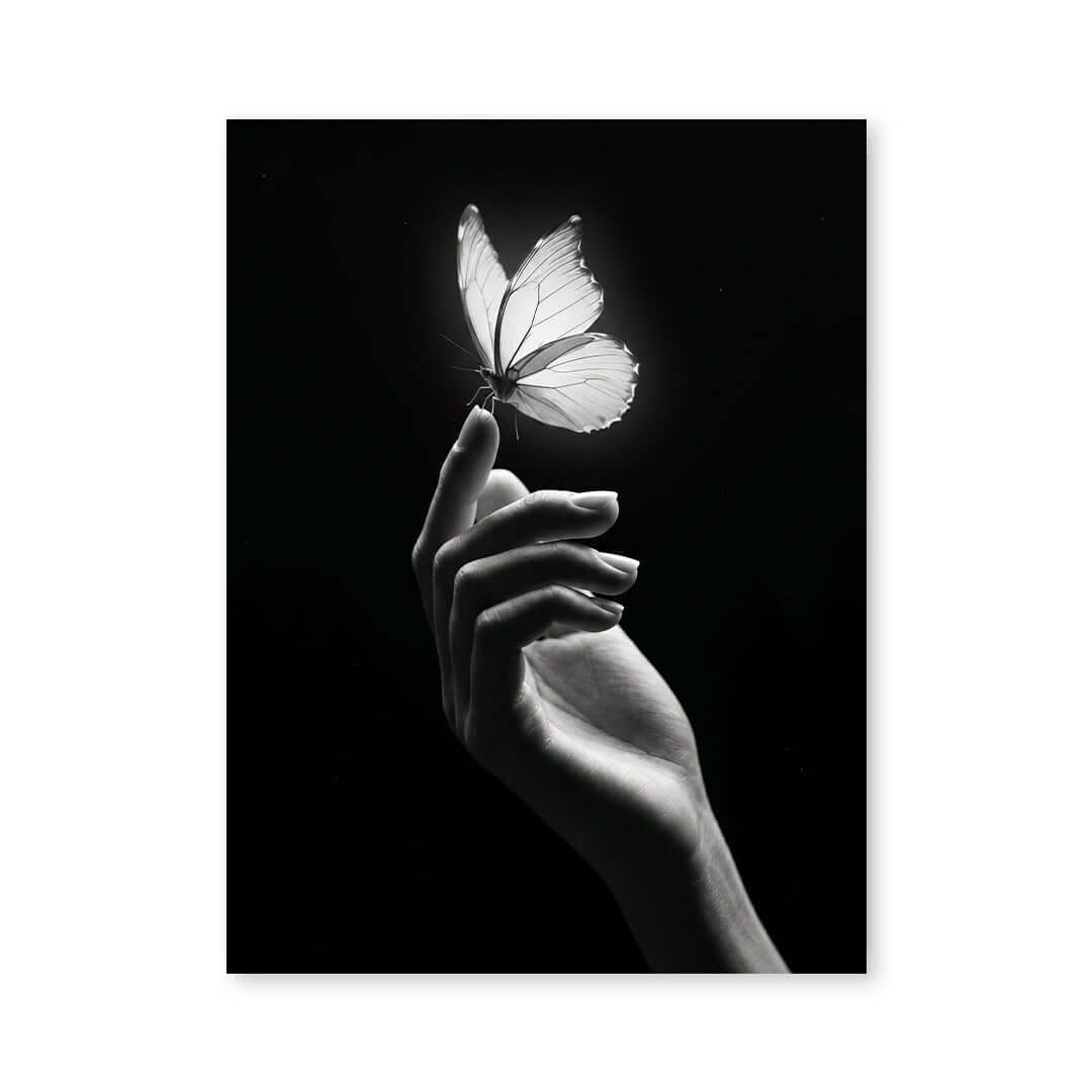 Cuadro Póster Mano con Mariposa | Decoración Minimalista
