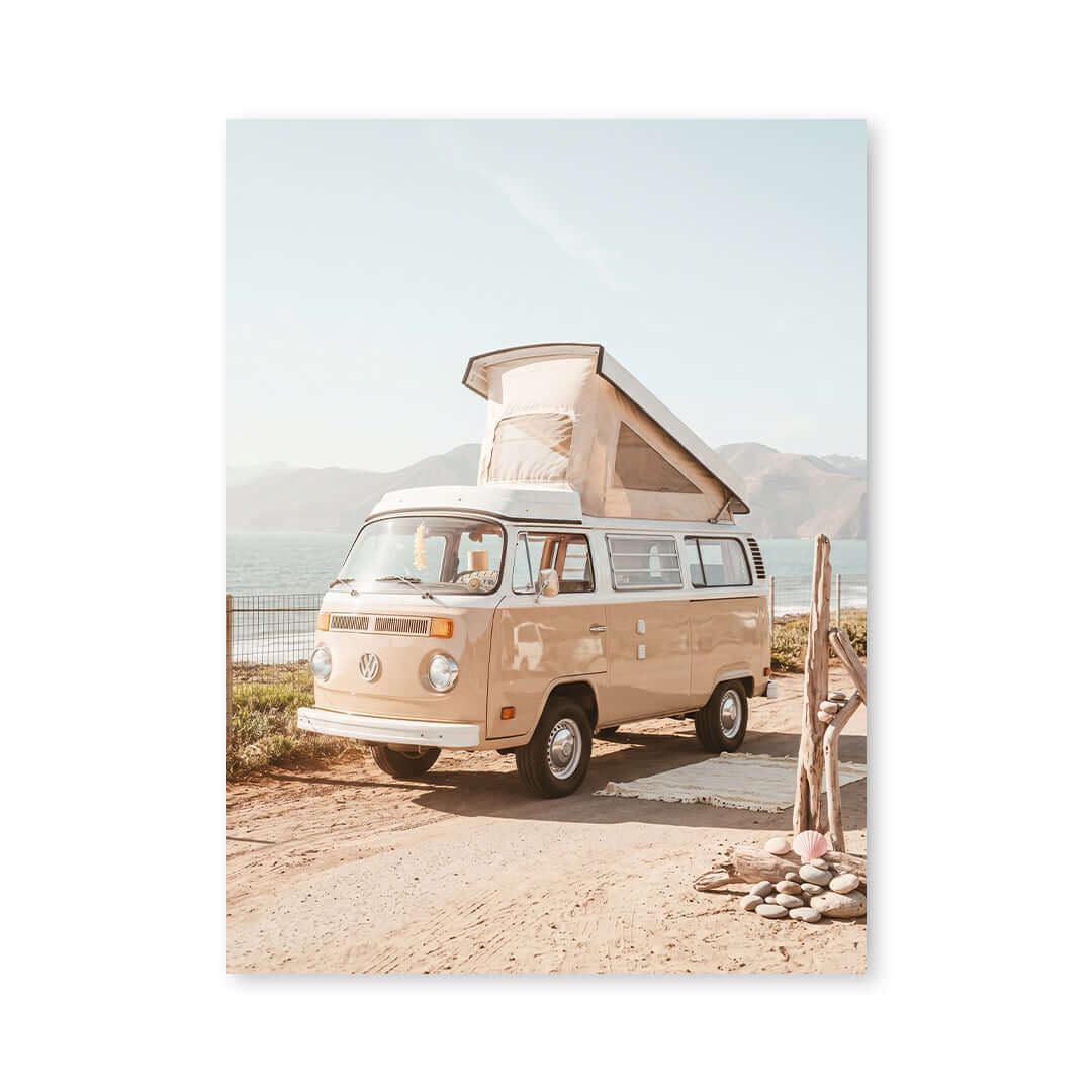 Cuadro Póster Furgoneta Camper junto al Mar | Decoración Retro