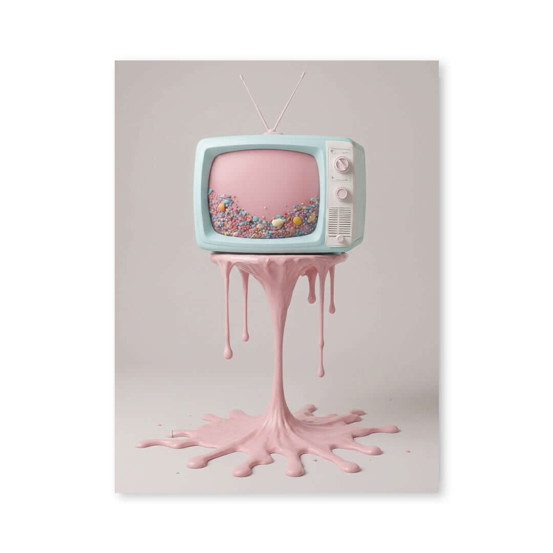 Cuadro Póster TV Vintage Derretida | Decoración Surrealista