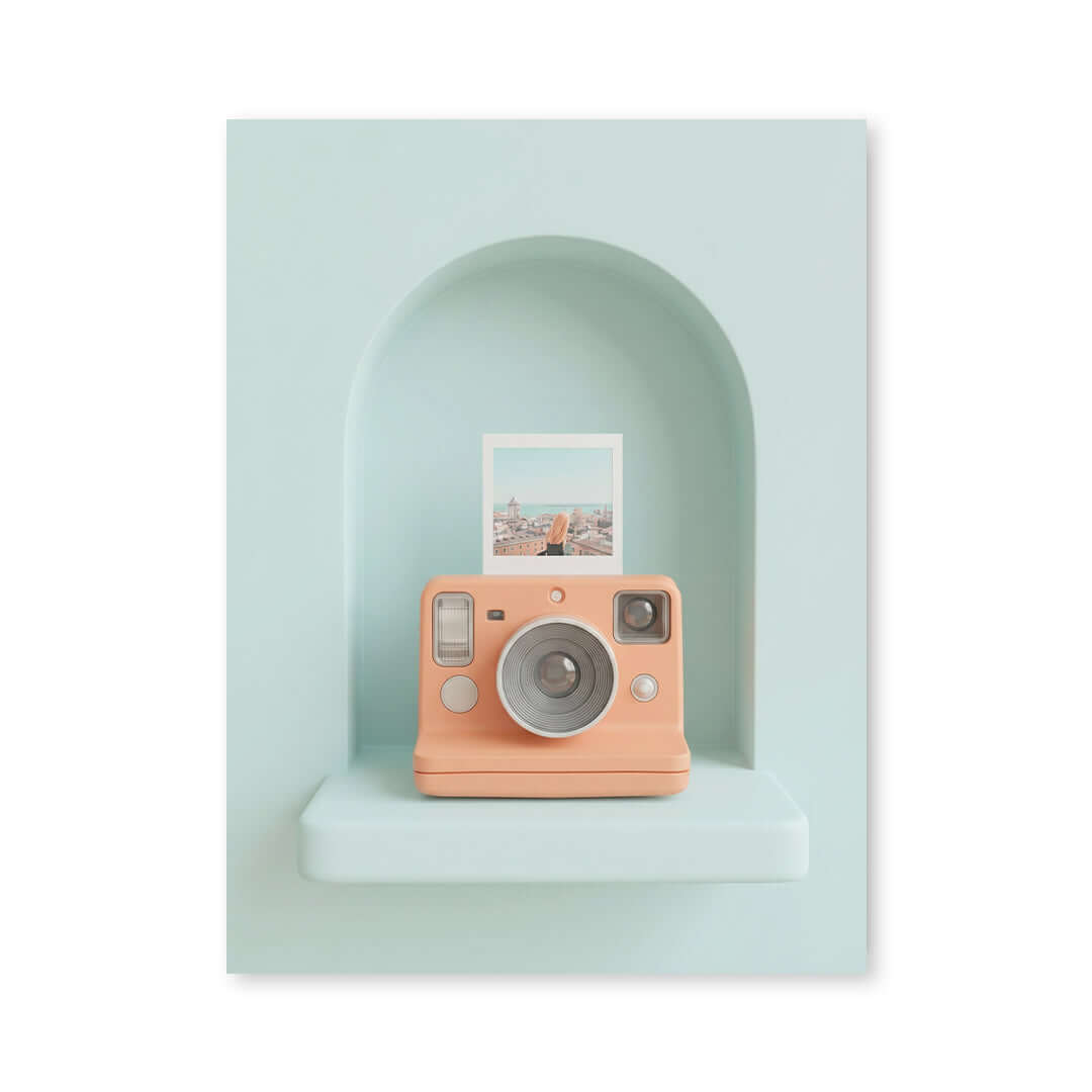 Cuadro Póster Cámara Polaroid Coral | Decoración Minimalista