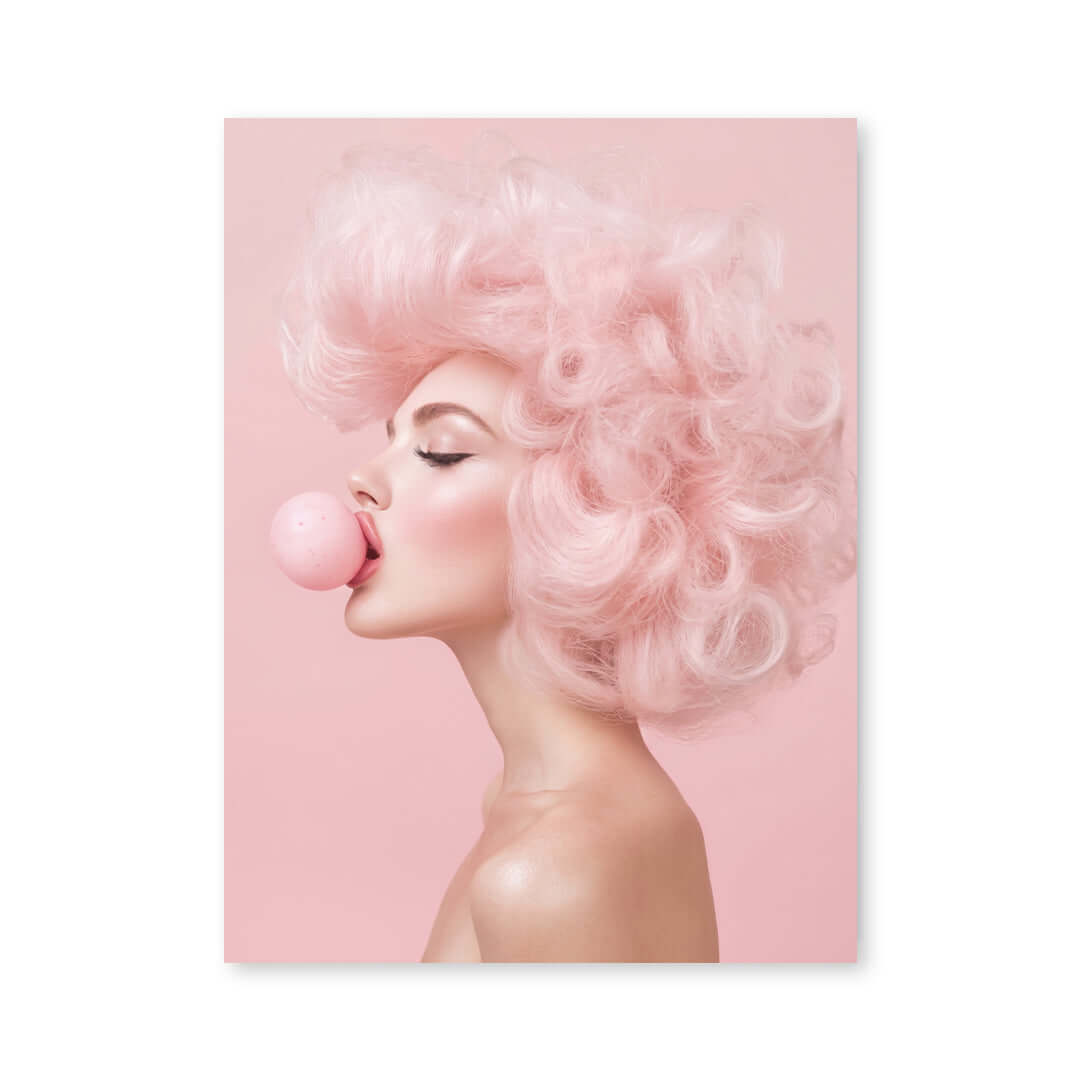Cuadro Póster Mujer con Chicle Rosa | Decoración Pop
