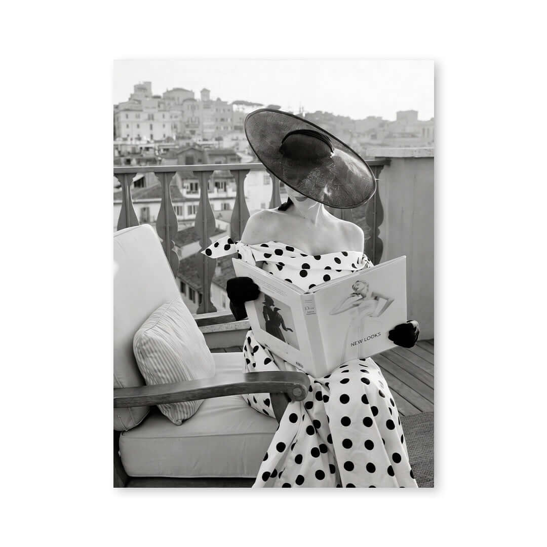 Cuadro Póster Mujer con Vestido de Lunares | Decoración Vintage