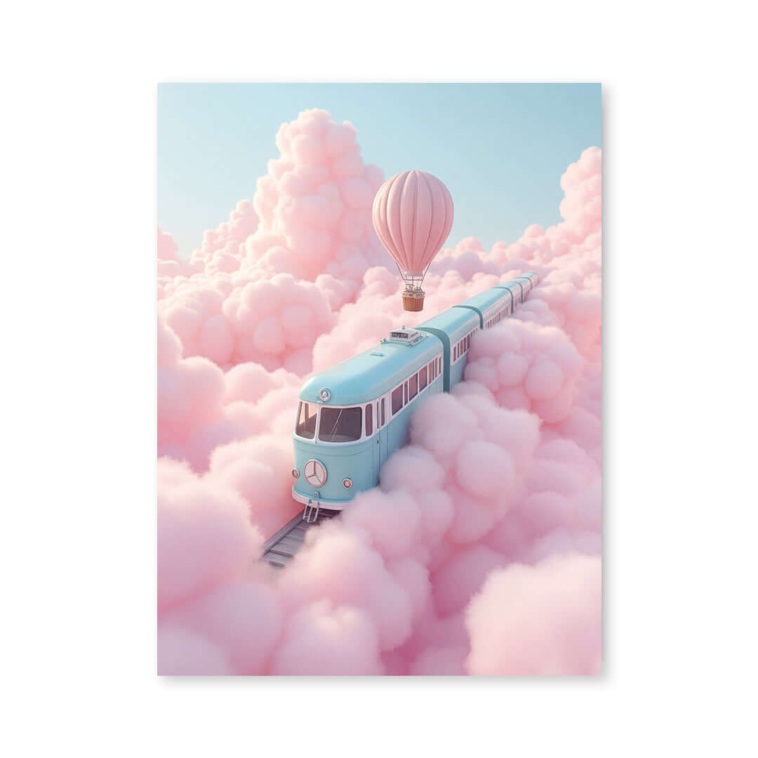 Cuadro Póster Autobús entre Nubes | Decoración Surrealista