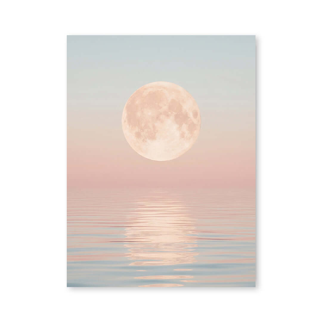 Cuadro Póster Luna sobre el Mar | Decoración Pastel
