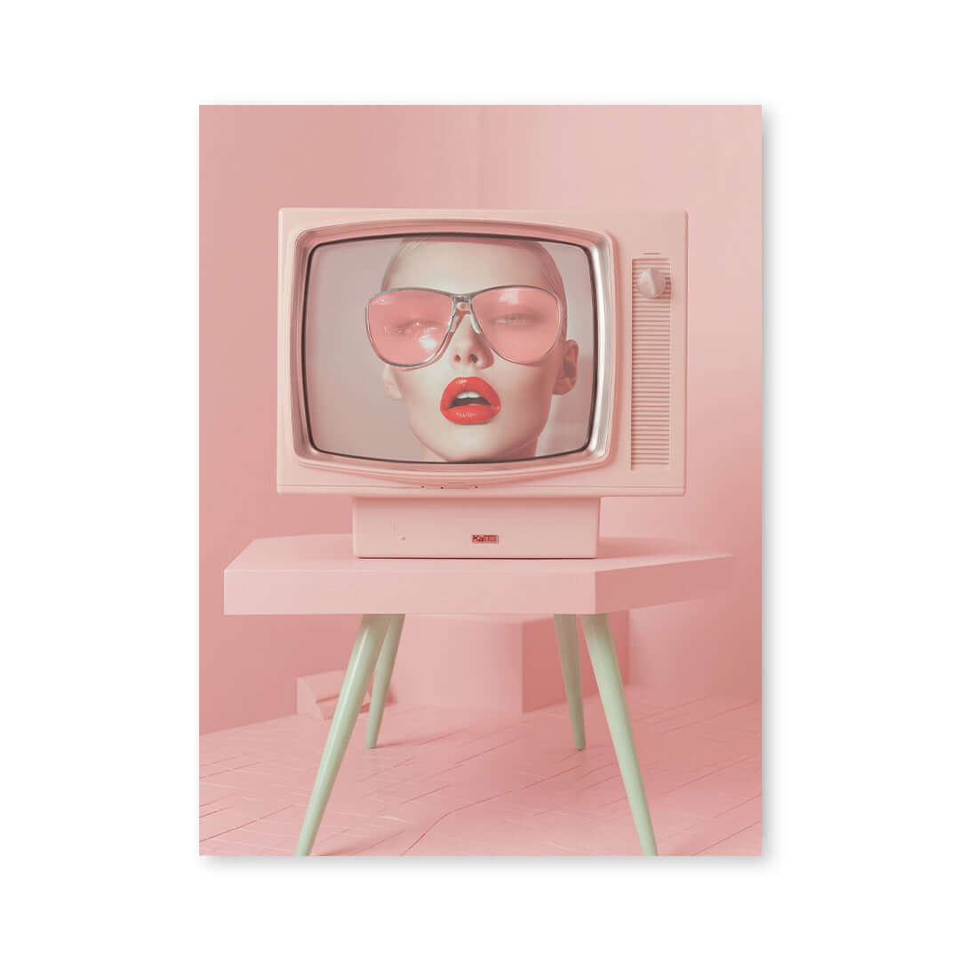 Cuadro Póster TV Vintage Rosa | Decoración Retro