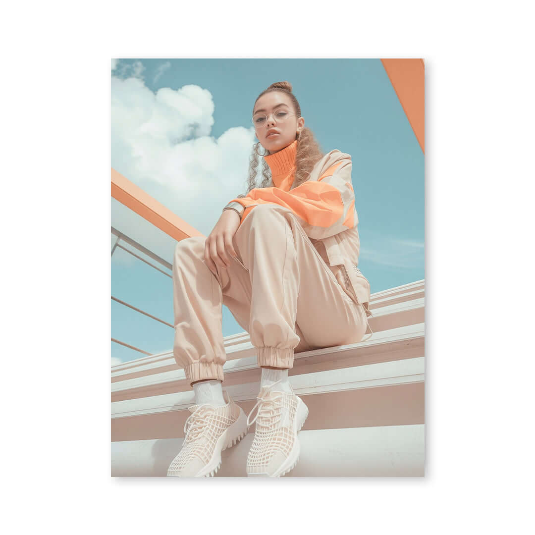 Cuadro Póster Mujer con Moda Urbana | Decoración Pastel