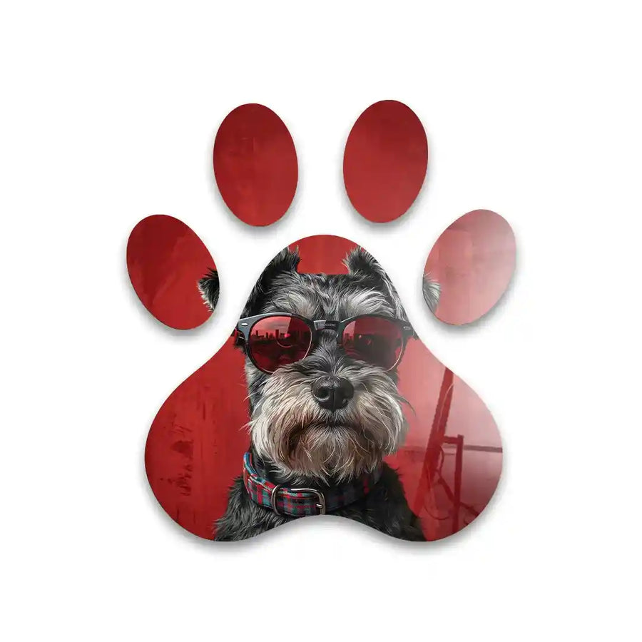 Cuadro Huella Canina | Schnauzer con Gafas | Arte Decorativo Moderno