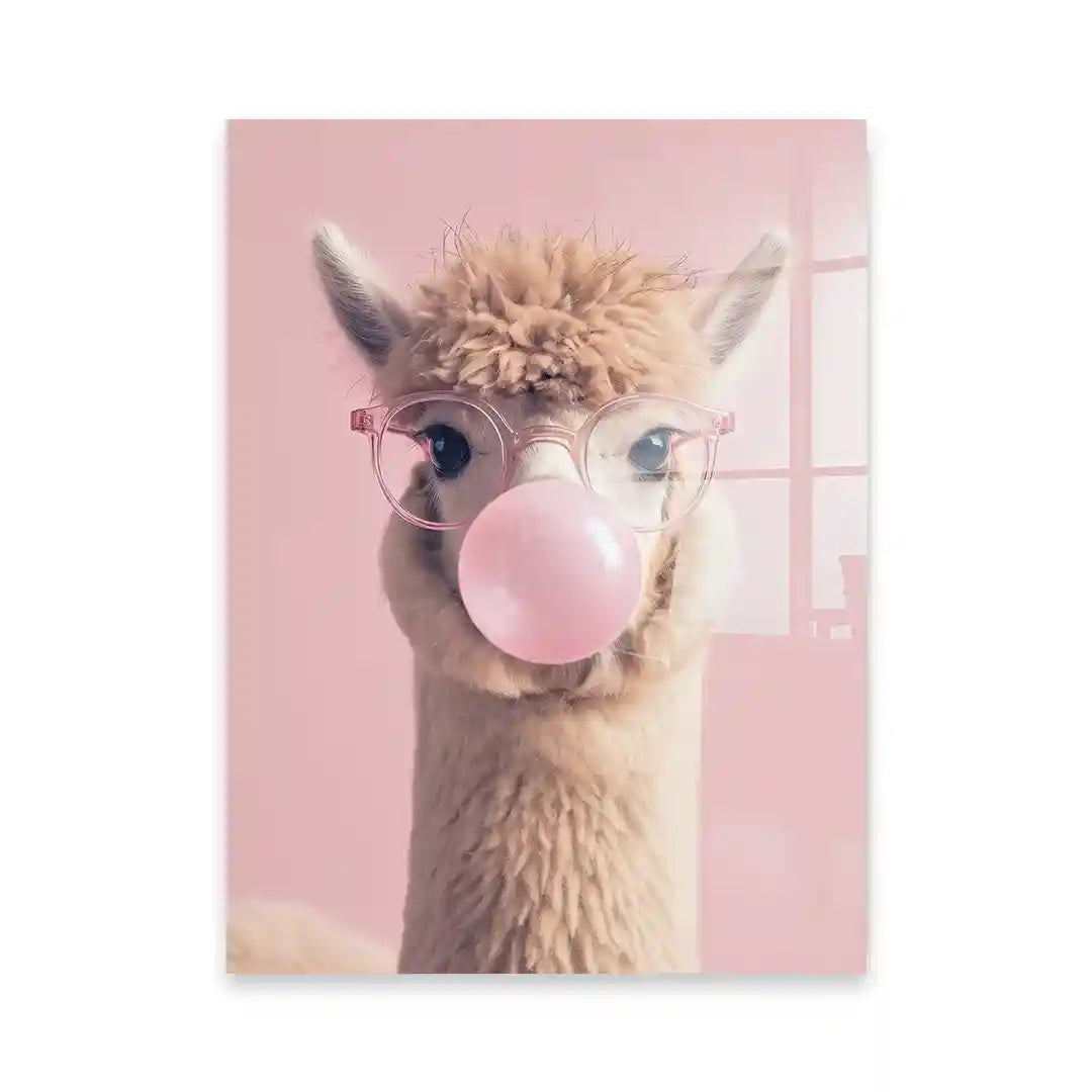 Cuadro Llama Bubble Gum | Rosa Pastel