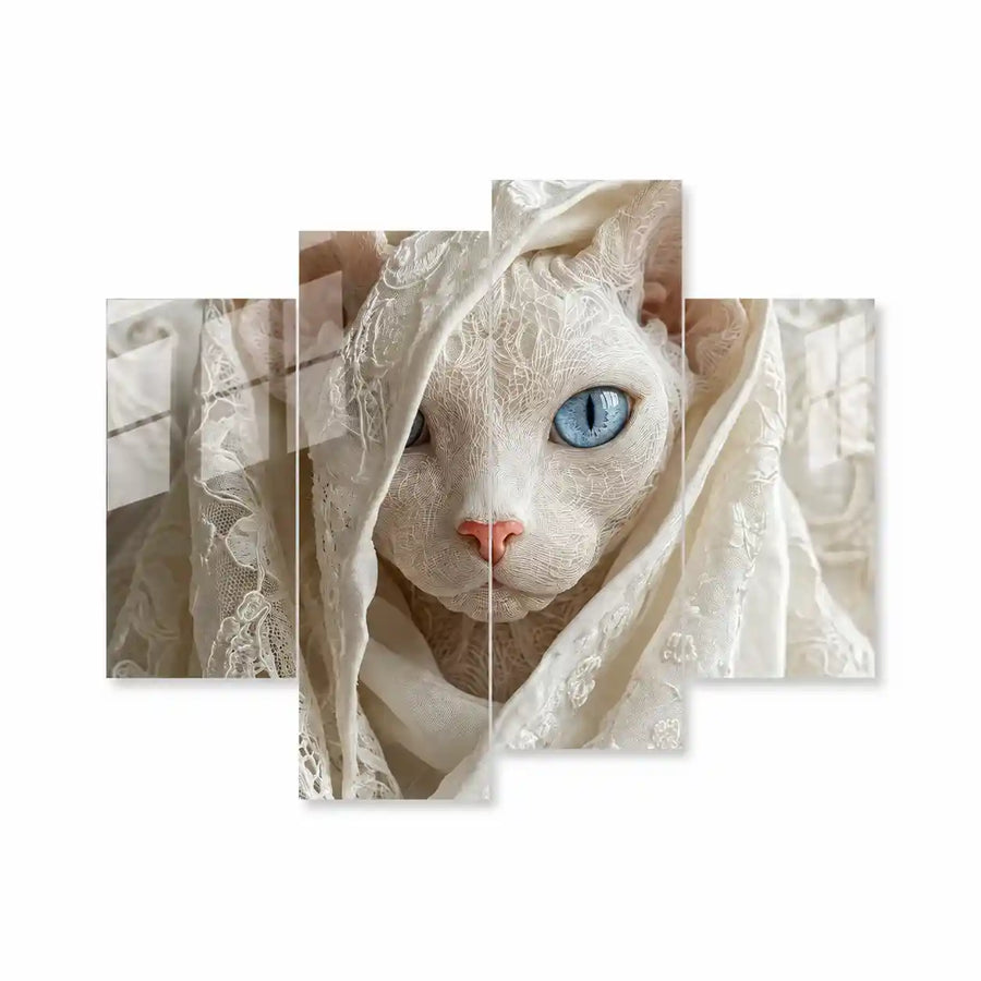 Cuadro de Metacrilato Gato Blanco | Decoración Elegante