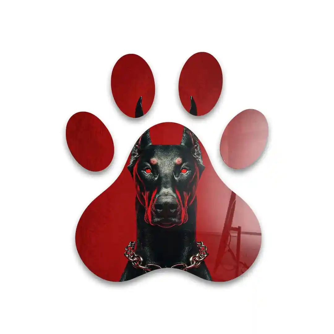 Cuadro Huella Canina | Dóberman Rojo y Negro | Decoración Moderna
