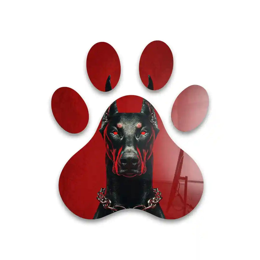 Cuadro Huella Canina | Dóberman Rojo y Negro | Decoración Moderna