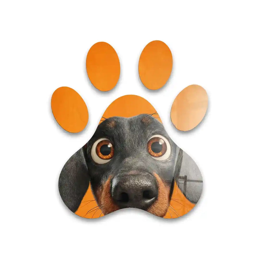 Cuadro Huella Canina | Dachshund Naranja | Decoración Divertida