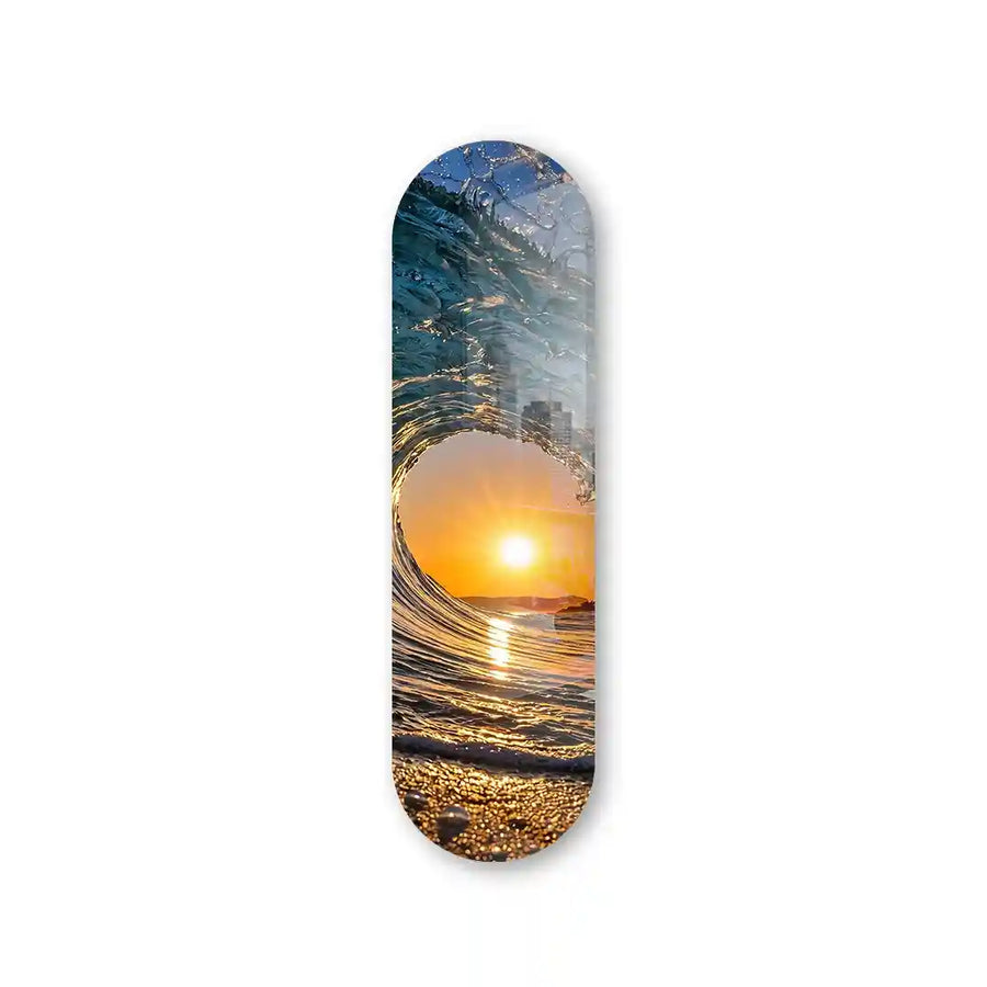 Cuadro Patineta con Atardecer en el Mar | Ola al Atardecer