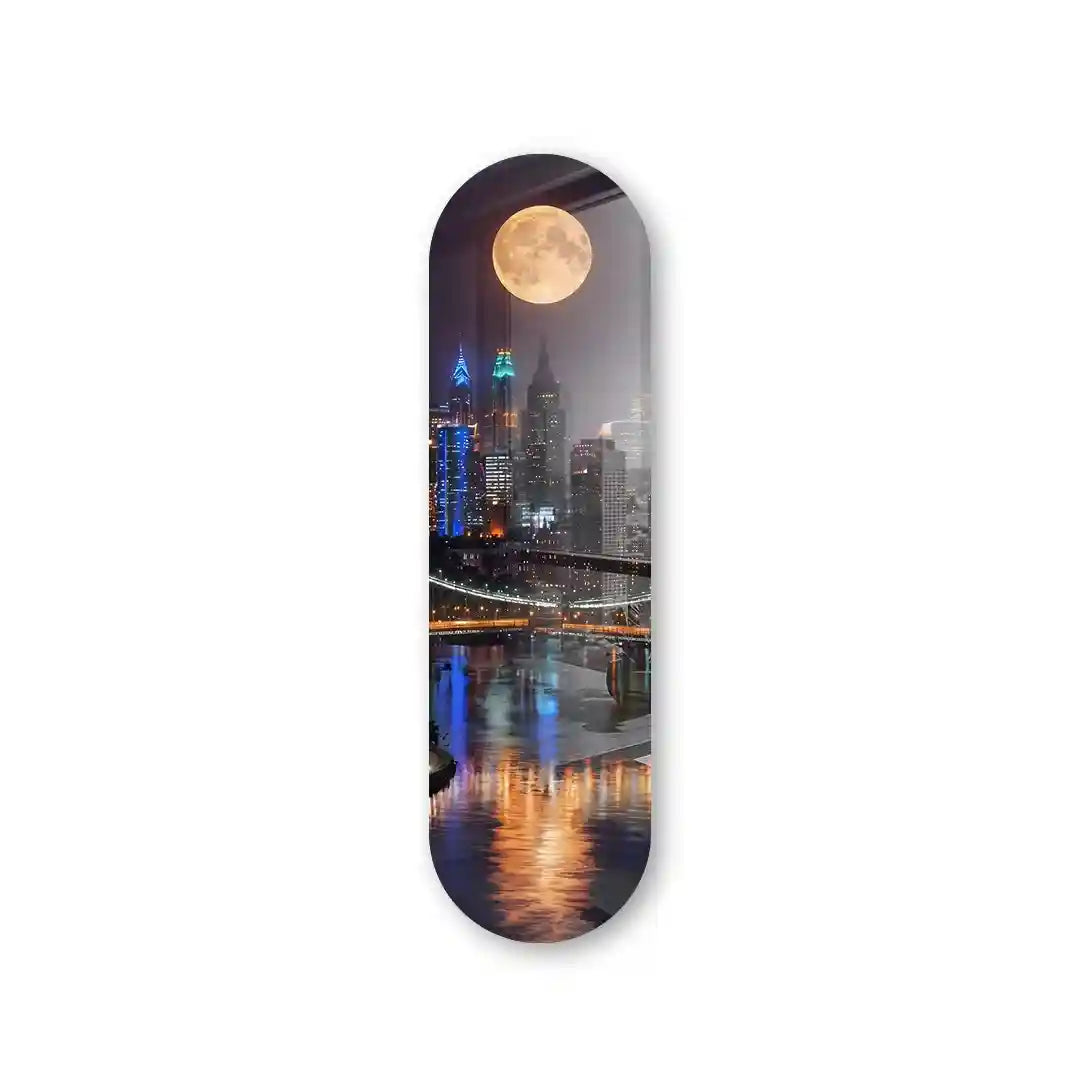 Cuadro Vertical Skate | Ciudad Bajo la Luna