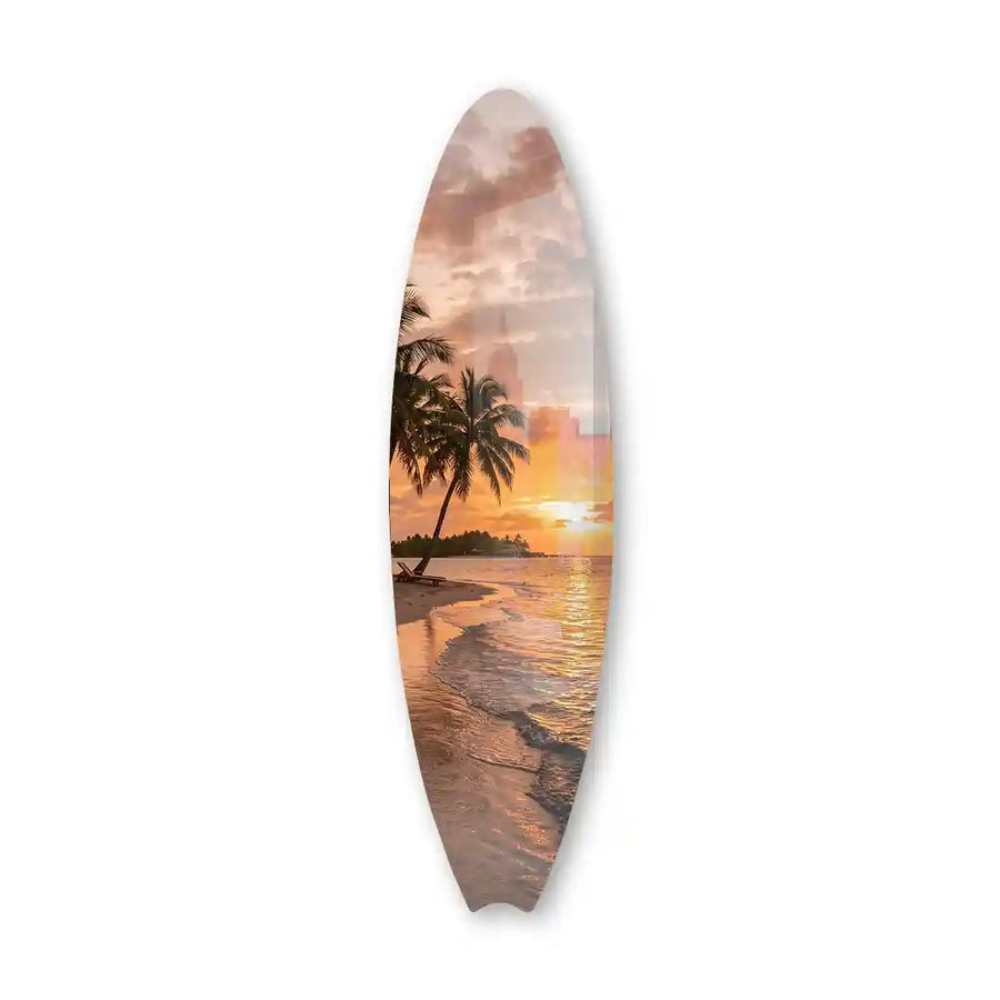 Cuadro Tabla de Surf | Atardecer Tropical