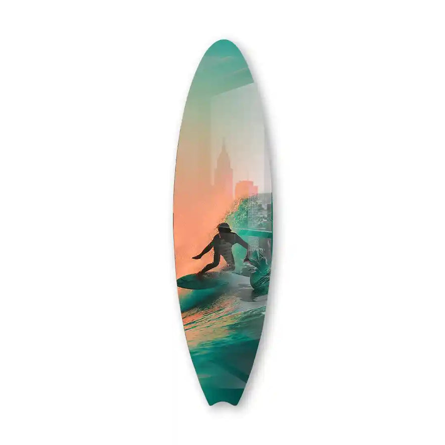 Cuadro Vertical Tabla Surf | Ola Turquesa