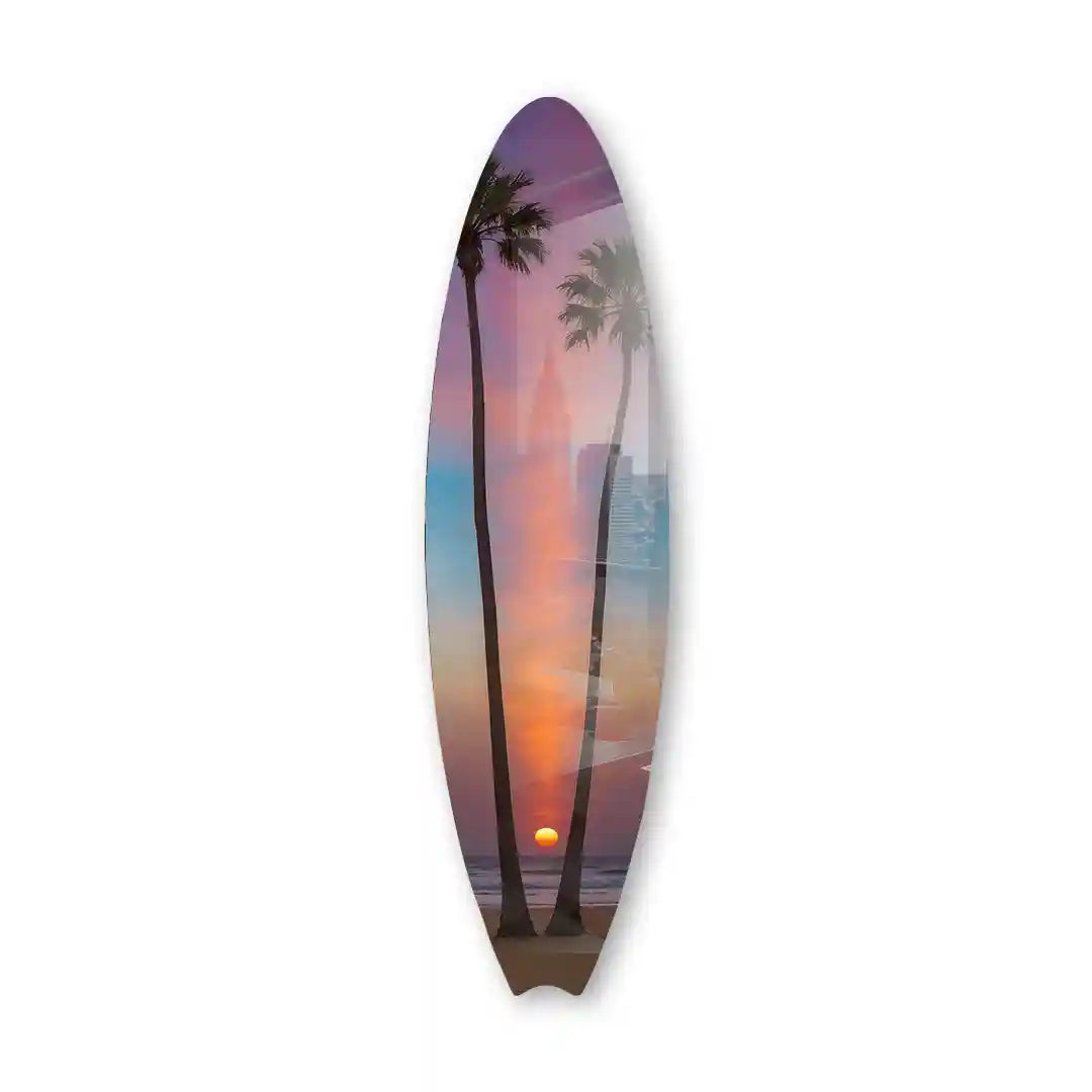 Cuadro Vertical Tabla Surf | Palmeras Sunset
