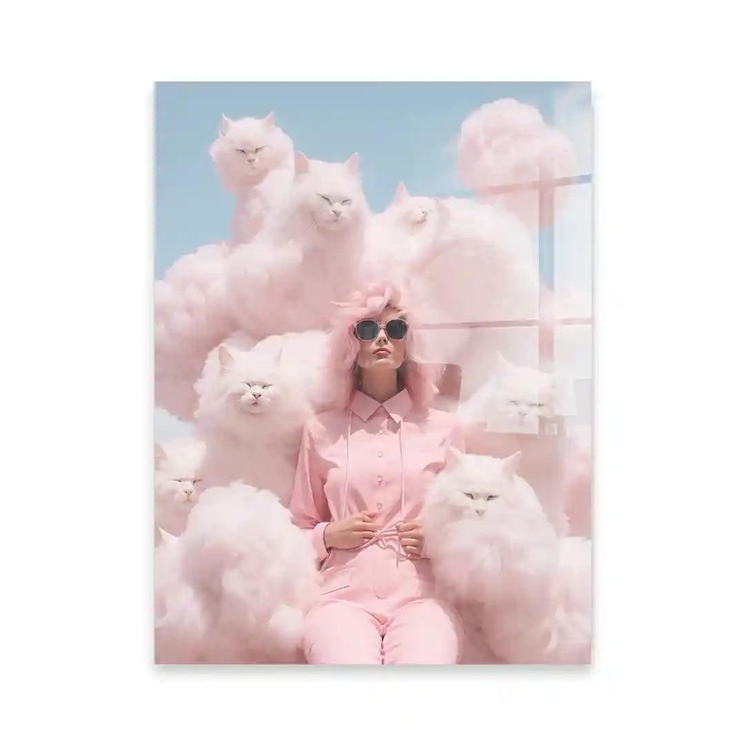 Cuadro Pink Cat Society | Pastel Dream
