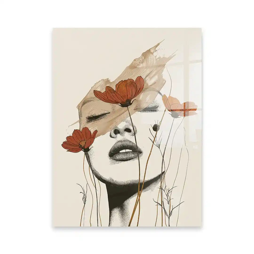 Cuadro Póster Mujer con Flores | Decoración Artística