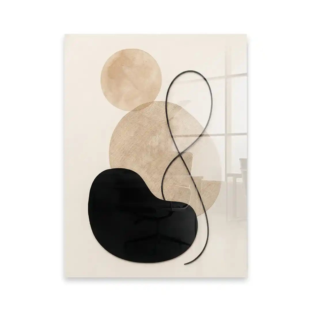 Cuadro Póster Abstracto Beige y Negro con Formas Orgánicas | Decoración Minimalista