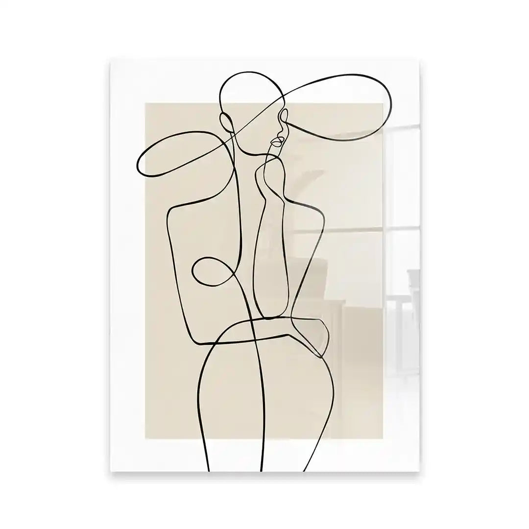 Cuadro Póster Mujer Line Art Beige | Decoración Minimalista