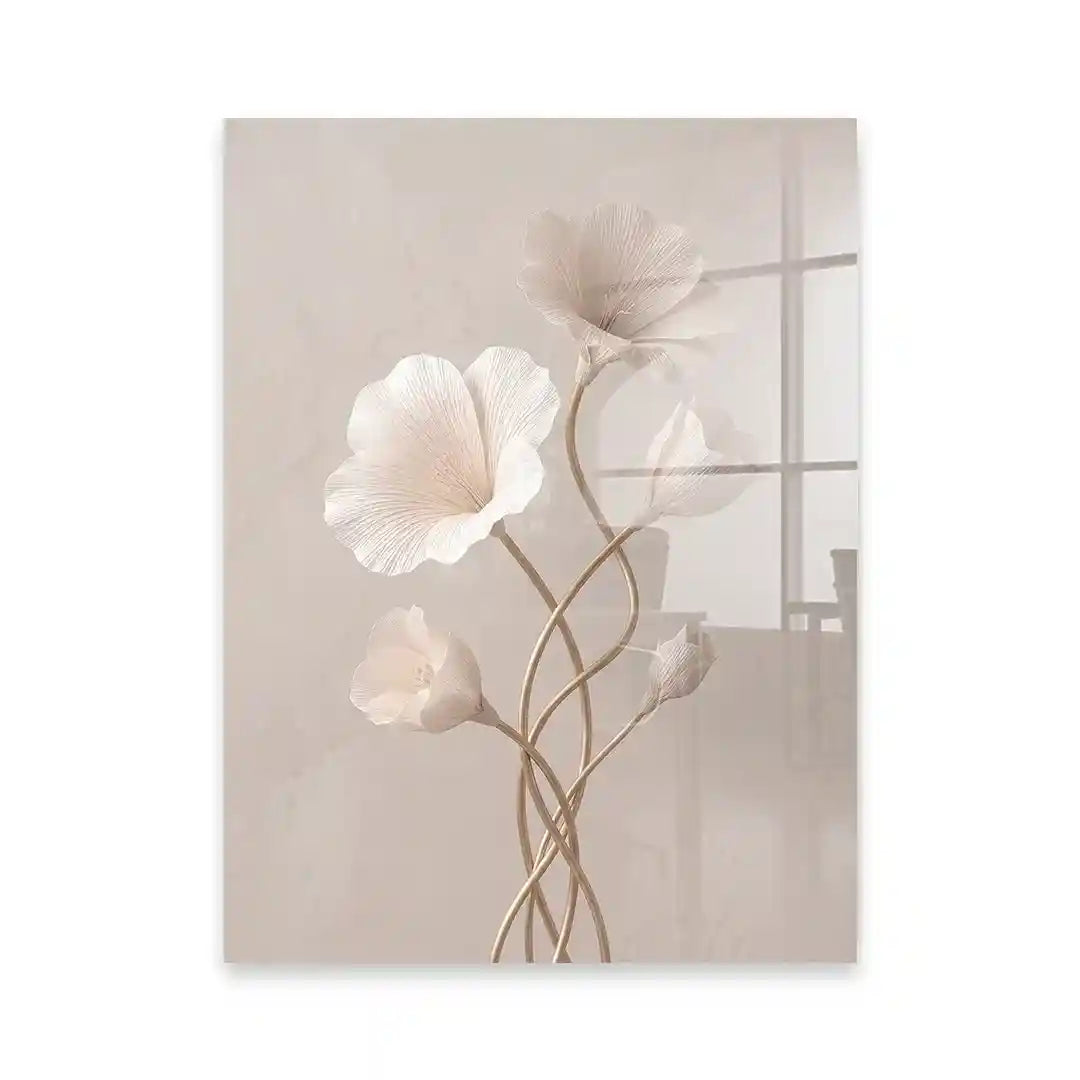 Cuadro Póster Flores Marfil Elegantes | Decoración Floral Minimalista